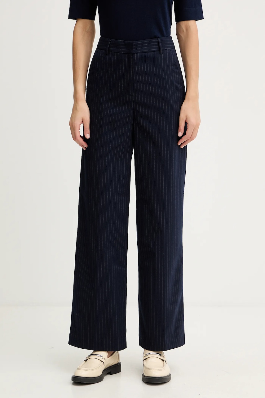 Kalhoty United Colors of Benetton dámské, tmavomodrá barva, high waist, 4X8MDF07F