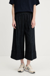 Kalhoty United Colors of Benetton dámské, tmavomodrá barva, široké, high waist, 4KOWDF09M