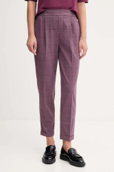 Kalhoty United Colors of Benetton dámské, vínová barva, střih cigarette, high waist, 4X8MDF081