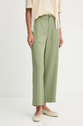 Kalhoty United Colors of Benetton dámské, zelená barva, high waist, 4NPHDF09D