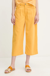 Kalhoty United Colors of Benetton dámské, žlutá barva, high waist, 4LEDDF09P