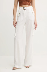 Kalhoty Versace Jeans Couture dámské, béžová barva, high waist, 78HAA109 N0433