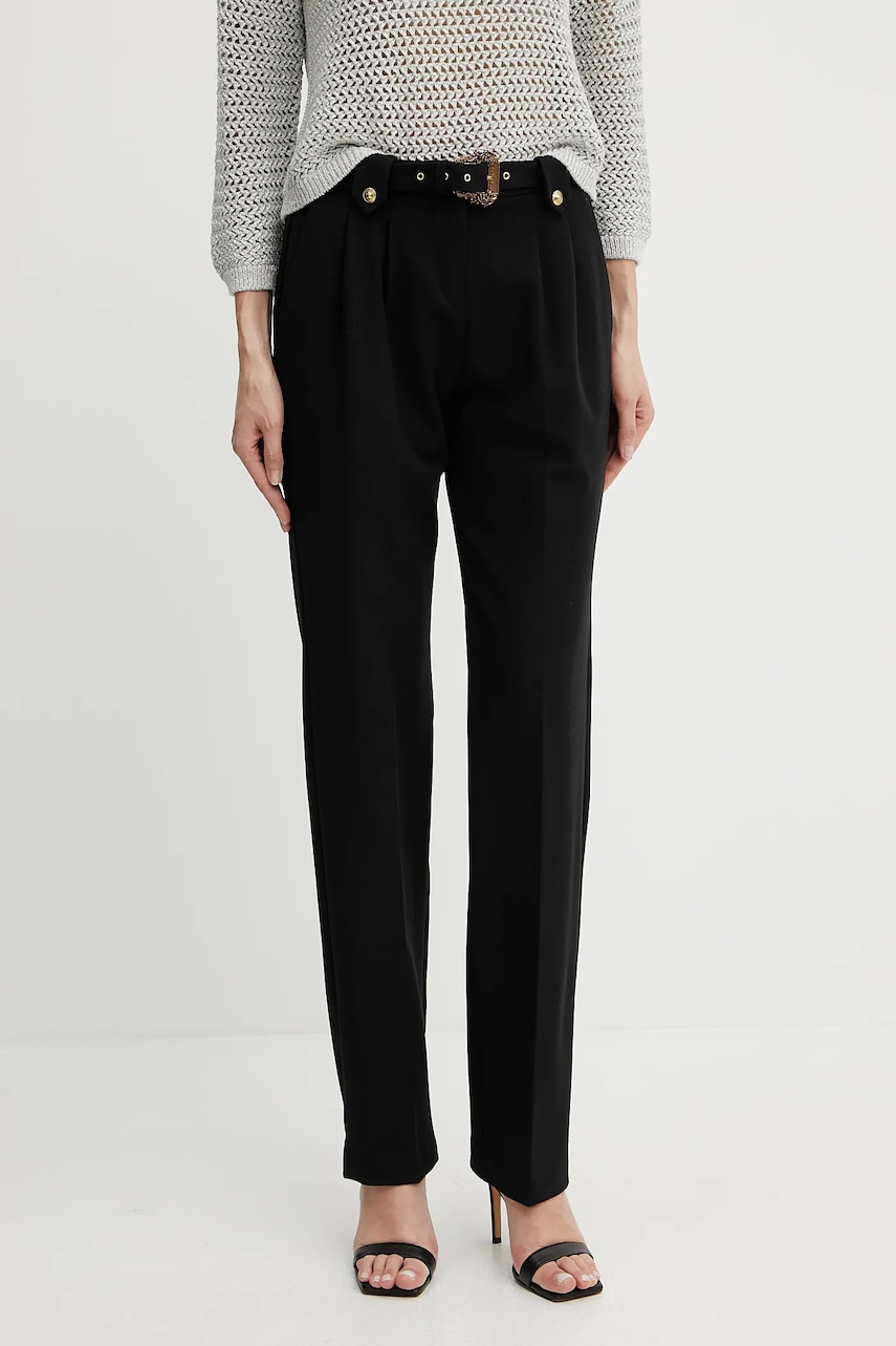 Kalhoty Versace Jeans Couture dámské, černá barva, high waist, 78HAA111 N0356