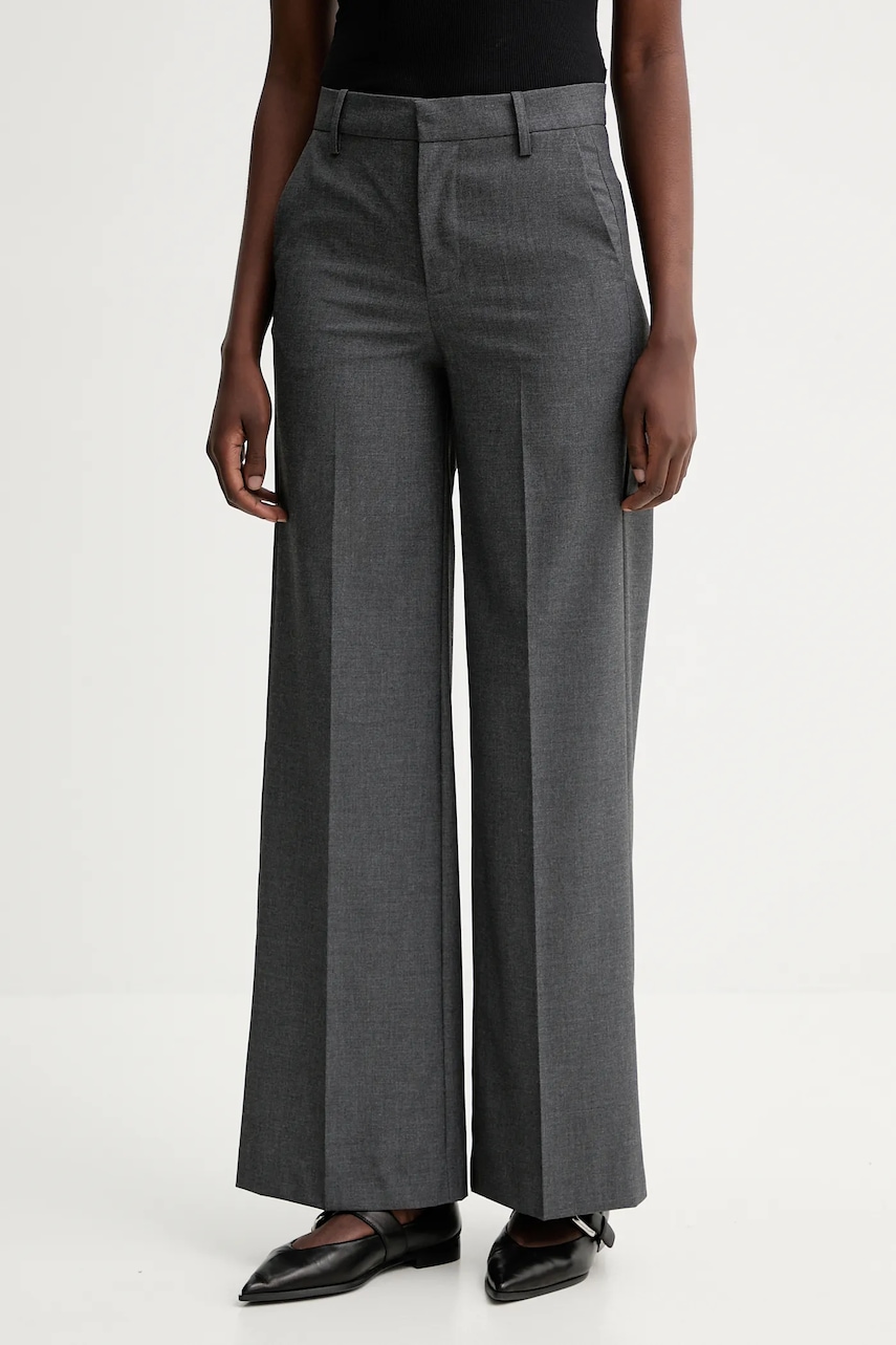 Kalhoty ZADIG&VOLTAIRE dámské, šedá barva, široké, high waist, WWPA01875