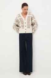 Kardigan s příměsí vlny Medicine béžová barva