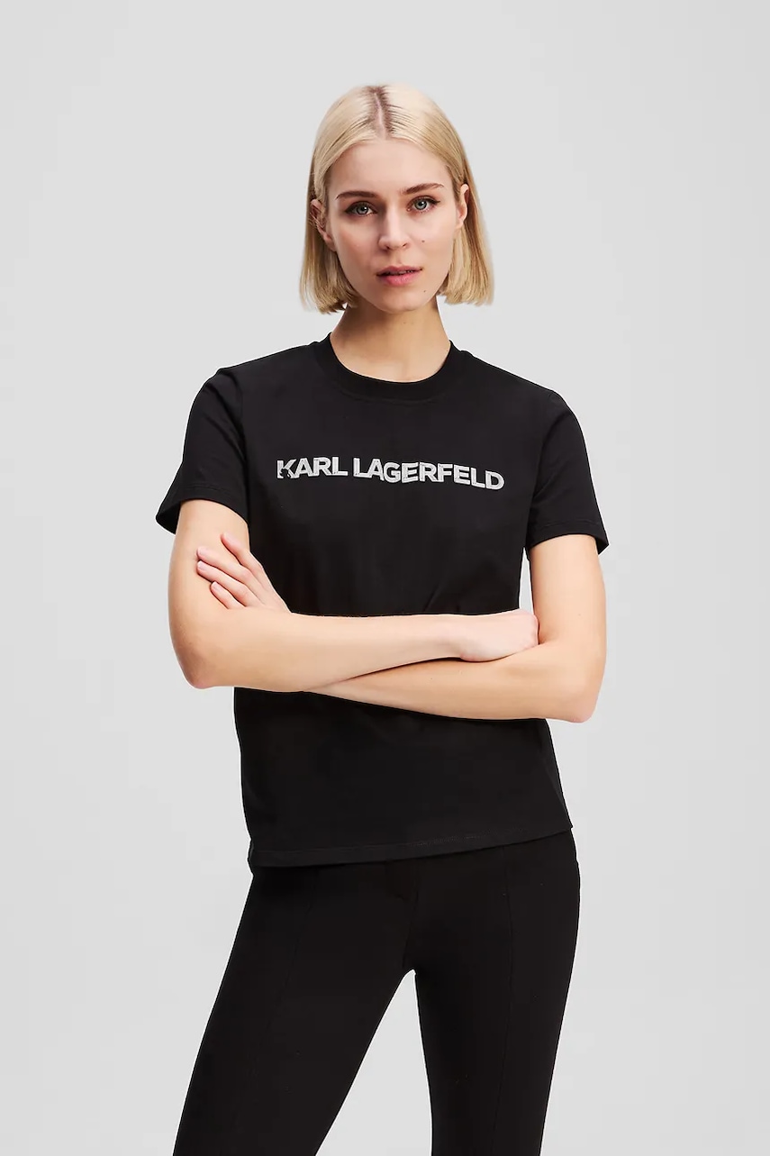 Karl Lagerfeld  Bavlněné tričko  ELONGATED LOGO
