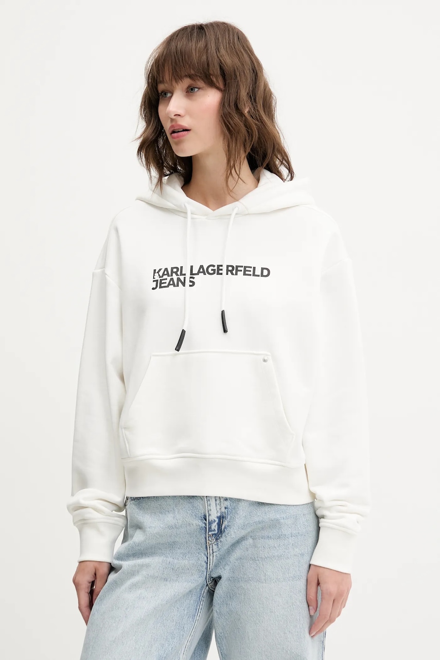 Karl Lagerfeld Jeans  mikina s kapucí dámská s bavlnou