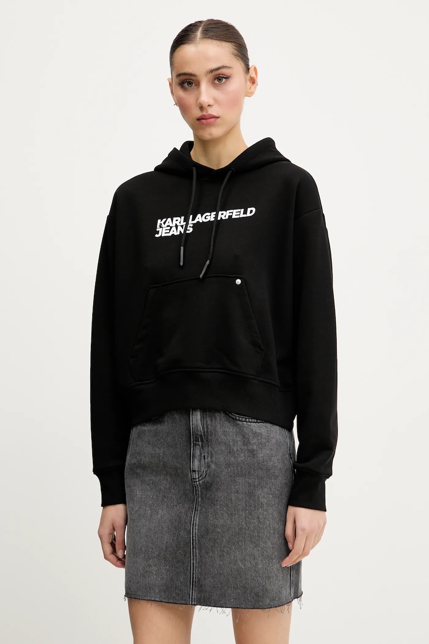 Karl Lagerfeld Jeans  mikina s kapucí dámská s bavlnou