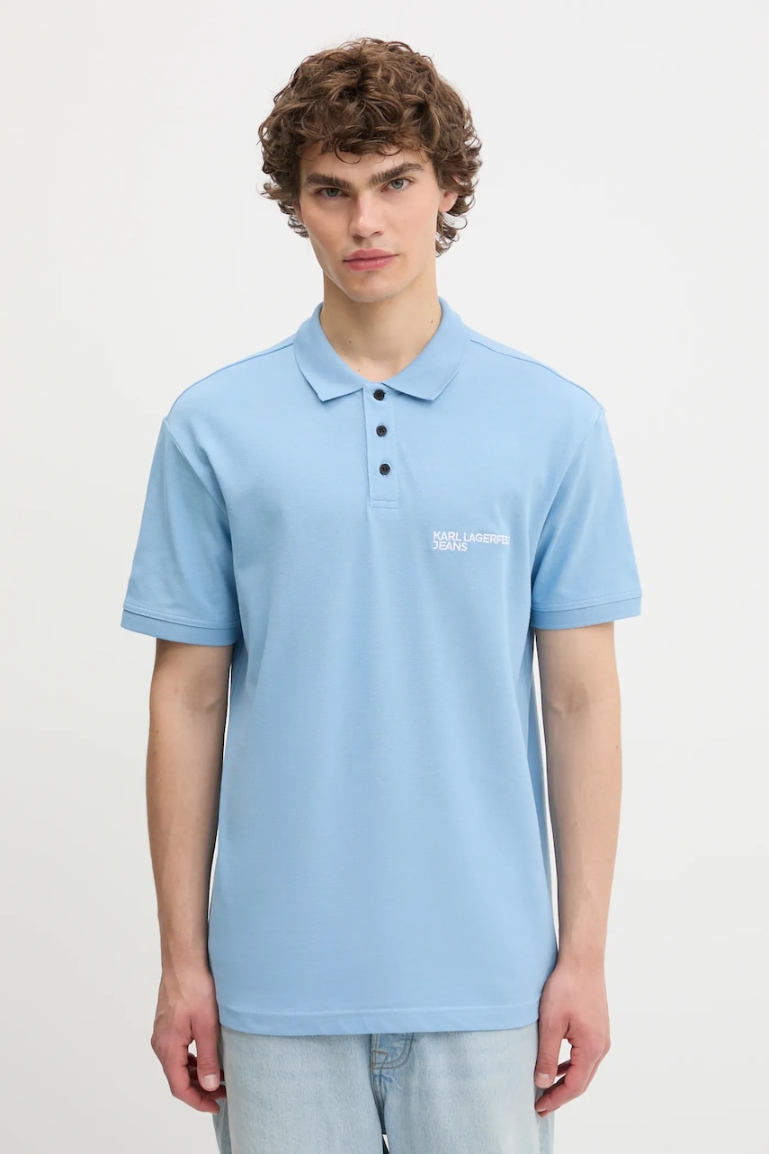 Karl Lagerfeld Jeans  polo pánské bavlněné