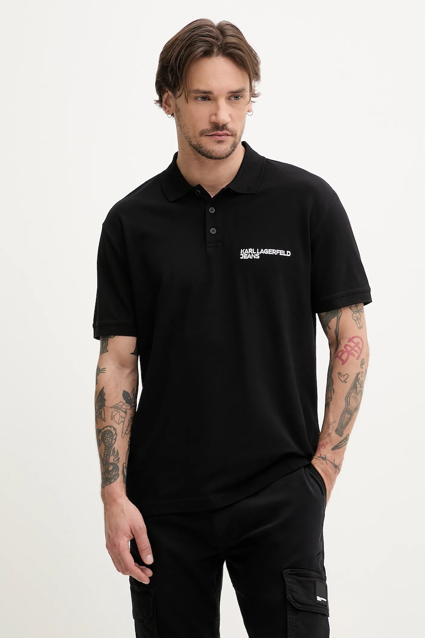 Karl Lagerfeld Jeans  polo pánské bavlněné