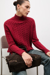Kašmírový svetr Answear.LAB dámský, červená barva, s pologolfem