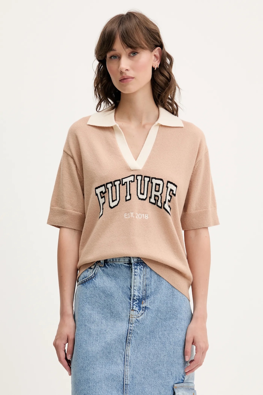 Kašmírový svetr FROM FUTURE dámský, béžová barva, WPP02646