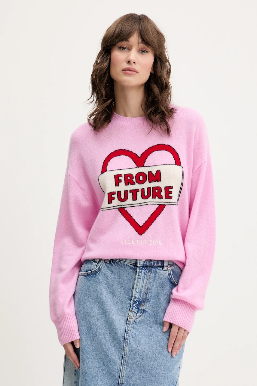 Kašmírový svetr FROM FUTURE dámský, růžová barva, WPR02644