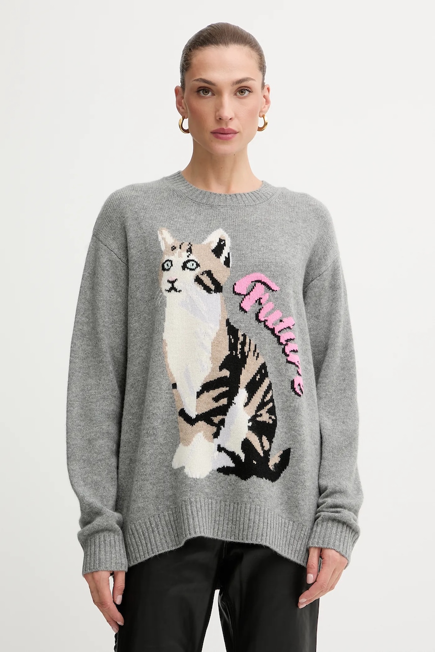 Kašmírový svetr FROM FUTURE dámský, šedá barva, WPR03293