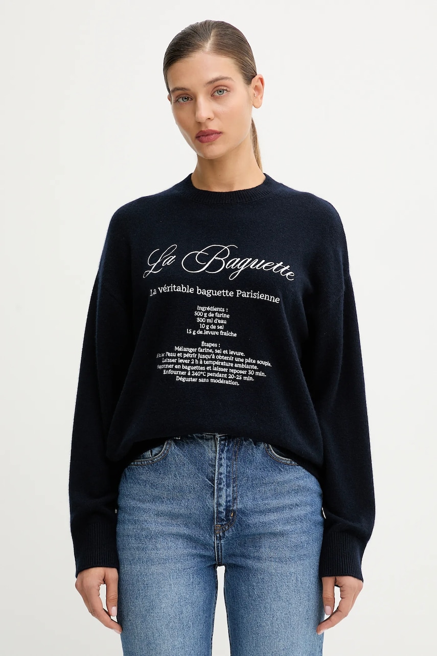 Kašmírový svetr FROM FUTURE tmavomodrá barva, WPR03323