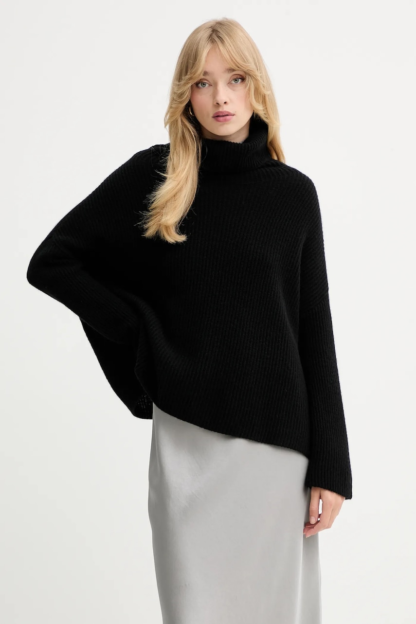 Kašmírový svetr MAX&Co. dámský, černá barva, s golfem, 2528366044200