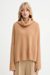 Kašmírový svetr MAX&Co. dámský, hnědá barva, s golfem, 2528366044200