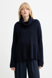 Kašmírový svetr MAX&Co. dámský, tmavomodrá barva, s golfem, 2528366044200