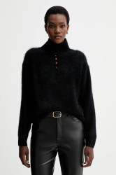 Kašmírový svetr Rag & Bone dámský, černá barva, s pologolfem, RG6325F6MCA