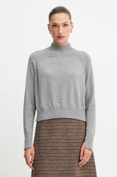 Kašmírový svetr Twinset dámský, šedá barva, s pologolfem, 252TT3531