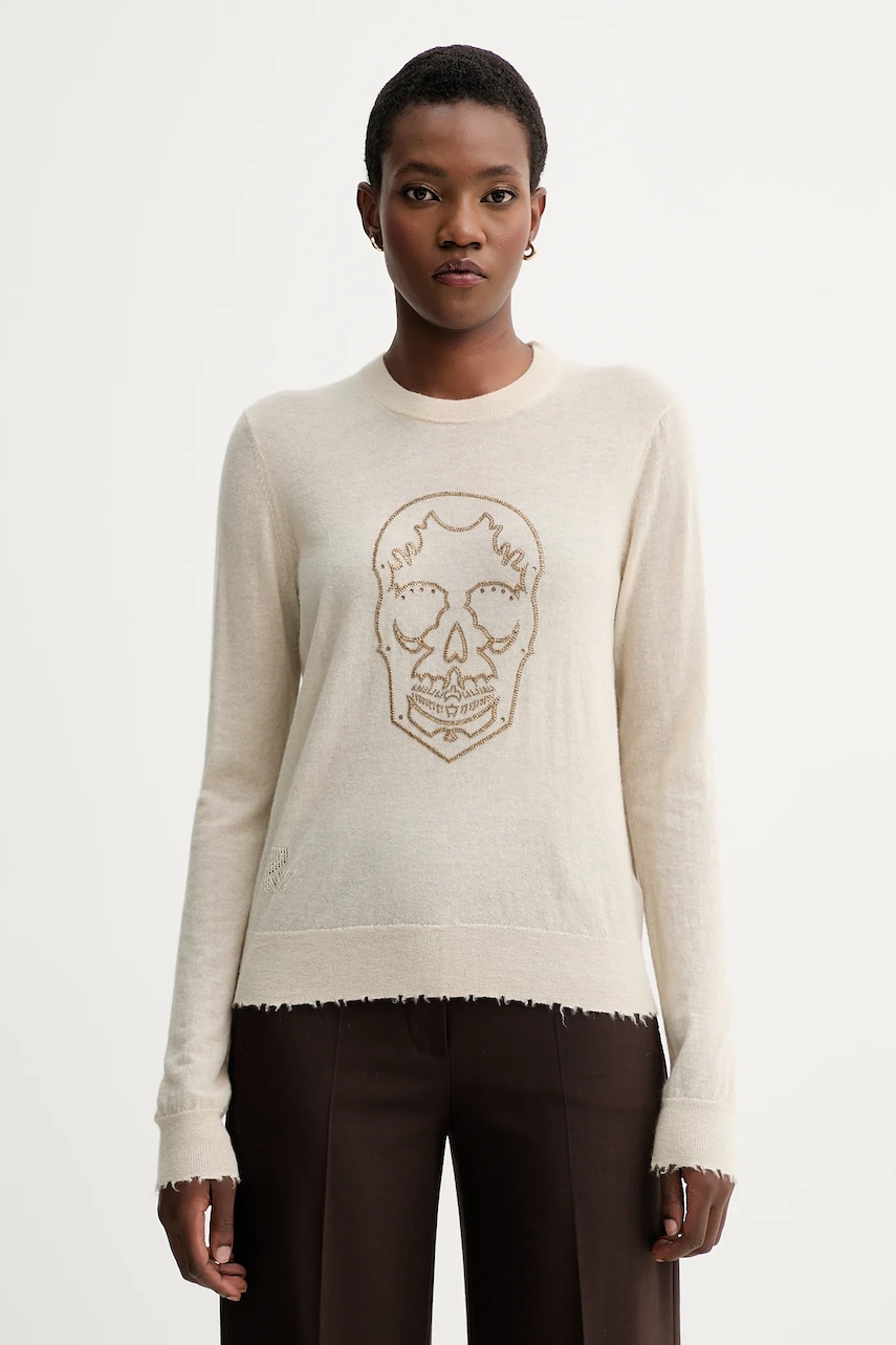 Kašmírový svetr ZADIG&VOLTAIRE dámský, béžová barva, KWSW02805