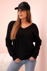 Kesi Dámská mikina s dlouhým rukávem a výstřihem do V černá