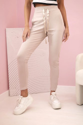 Kesi Dámské kalhoty s volánem na bocích béžové