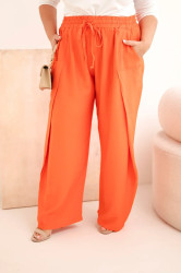 Kesi dámské plus size kalhoty s elastickým pasem oranžové