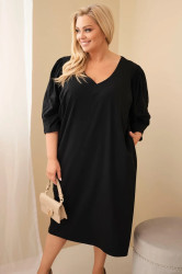 Kesi Dámské Plus Size Šaty s Kapsami černé