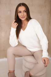 Kesi Svetr s výstřihem do V v barvě ecru