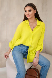 Kesi Włoski Bavlněná mušelínová košile oversize kiwi