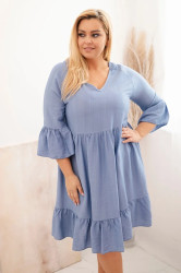 Kesi Włoski Dámské viskózové šaty Plus Size s ažurovou ozdobou džínová