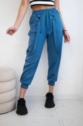 Kesi Włoski Kalhoty s ozdobnými proužky máslové látky džínovina