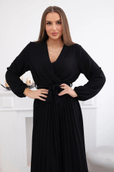 Kesi Włoski Šaty se svázaným plisovaným lemem černý