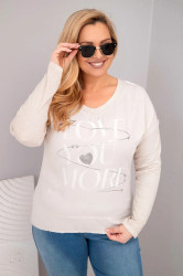 Kesi Włoski Dámská blůza Plus Size s potiskem Love You More béžová