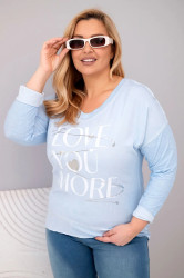 Kesi Włoski Dámská blůza Plus Size s potiskem Love You More modrá