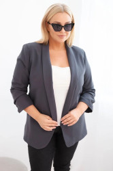 Kesi Włoski Dámská sako Plus Size bez zapínání s podšívkou XL/2XL grafitová