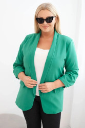 Kesi Włoski Dámská sako Plus Size bez zapínání s podšívkou XL/2XL zelená