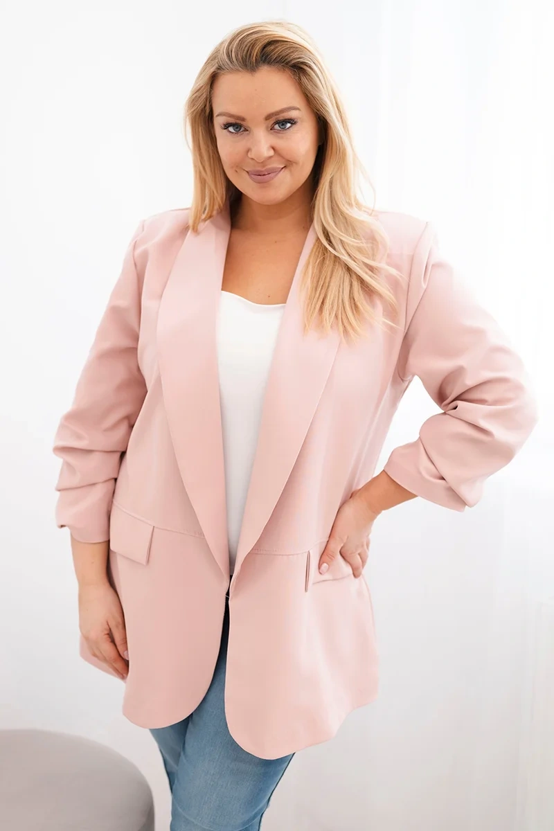 Kesi Włoski Dámská sako Plus Size elegantní tmavě pudrově růžová