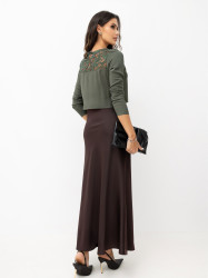 Khaki elegantní halenka s krajkou