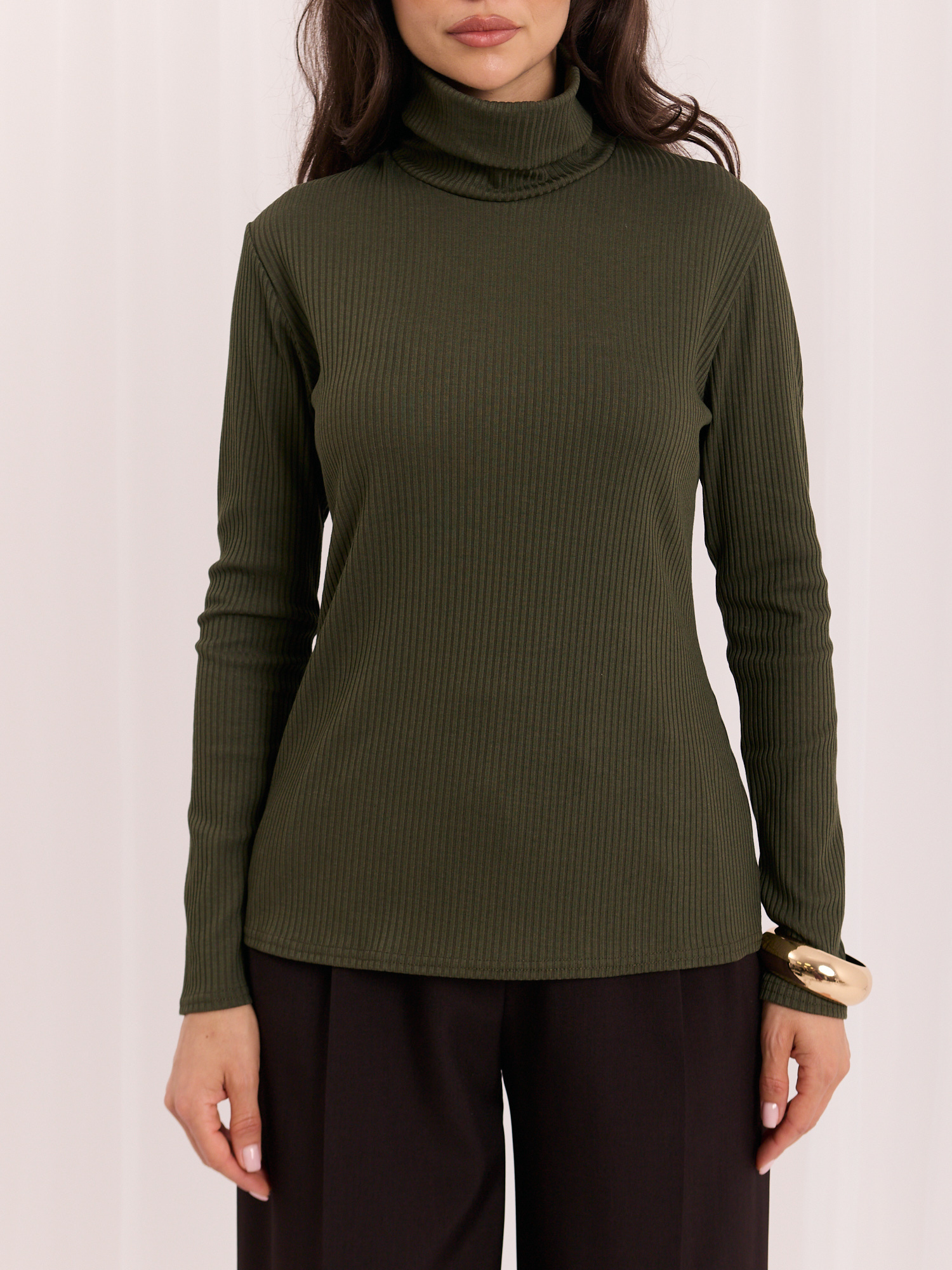 Khaki pruhovaná halenka s límcem