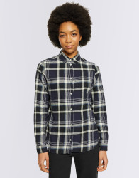 Knowledge Cotton Check Flannel Shirt 1300 Black Jet S