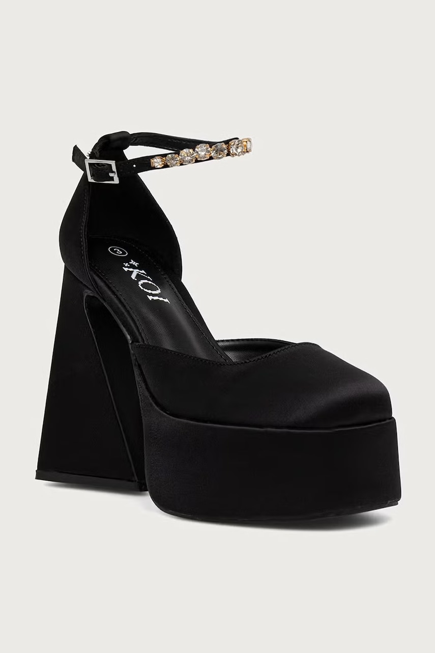 Koi Footwear  lodičky Gilda Satin Platform Jewel Heels