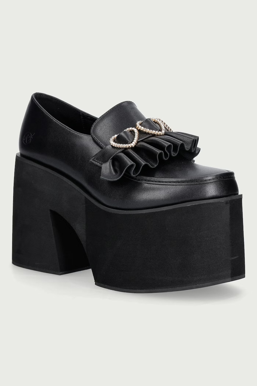 Koi Footwear  mokasíny na sloupku Dark Delights Chunky Heart Shoes