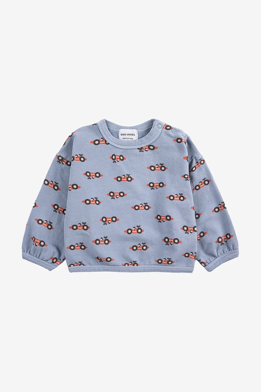 Kojenecká mikina Bobo Choses Race Car modrá barva, vzorovaná, 225AB011