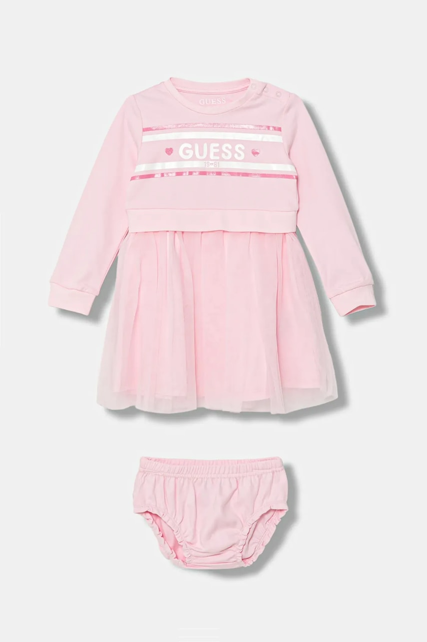 Kojenecké šaty Guess růžová barva, mini, áčková, A5YK00 KB8R0