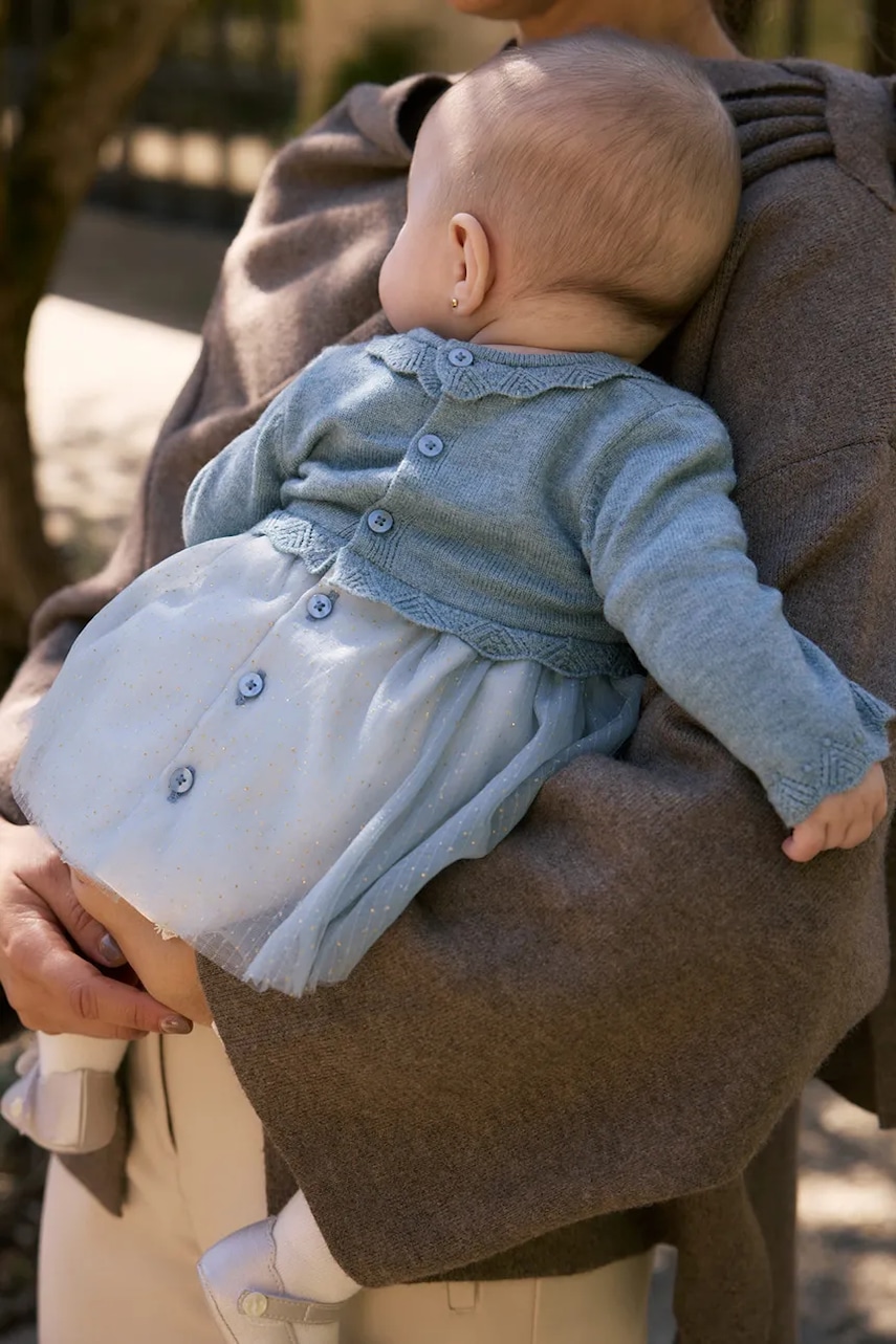 Kojenecké šaty Mayoral Newborn modrá barva, mini, áčková, 2815