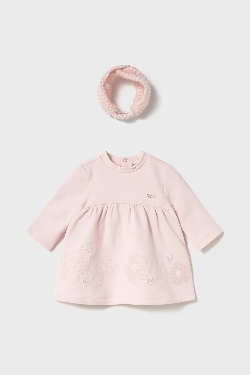 Kojenecké šaty Mayoral Newborn růžová barva, mini, áčková, 2803