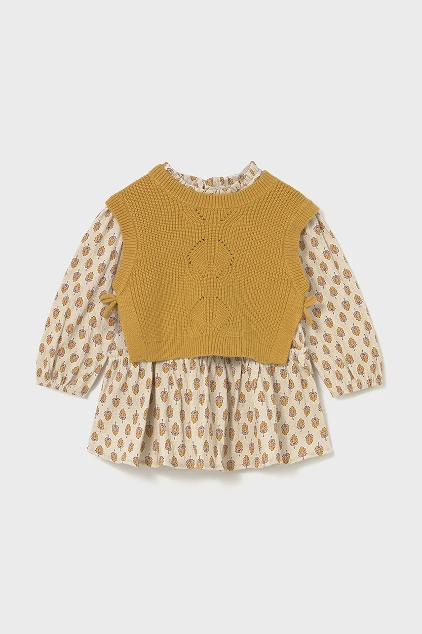 Kojenecké šaty Mayoral žlutá barva, mini, áčková, 2913