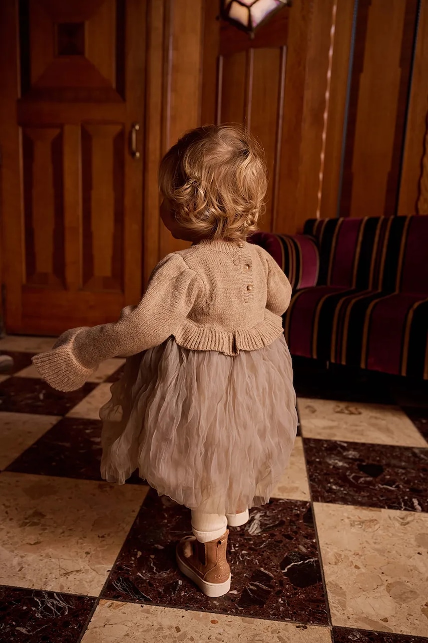 Kojenecké šaty s přídavkem vlny Donsje Paulien Dress béžová barva, midi, 4103200